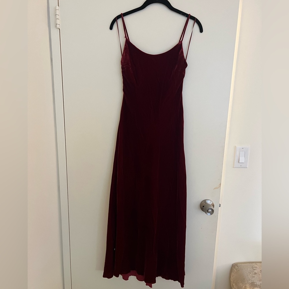 Zara silk and velvety deep red maxi dress